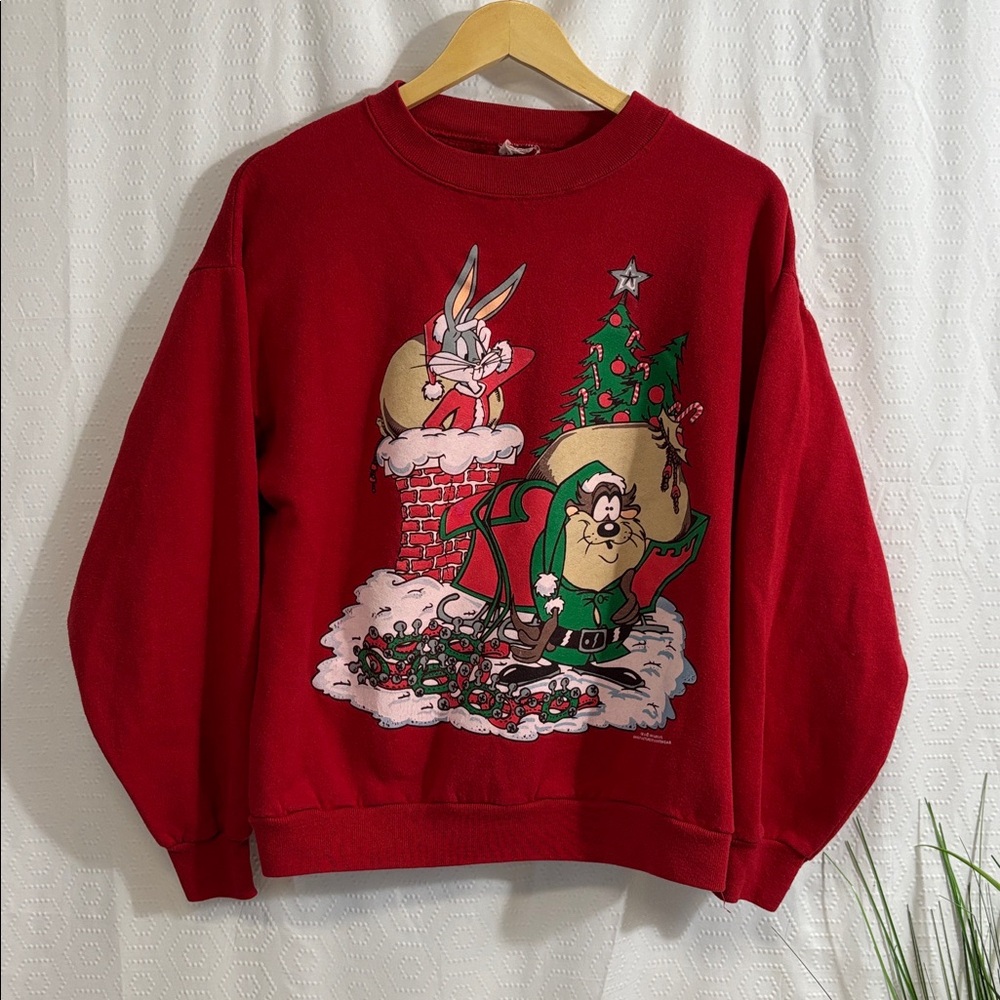 Vintage 90's‎ Warner Bro Studio Taz Bugs bunny Christmas Sweatshirt